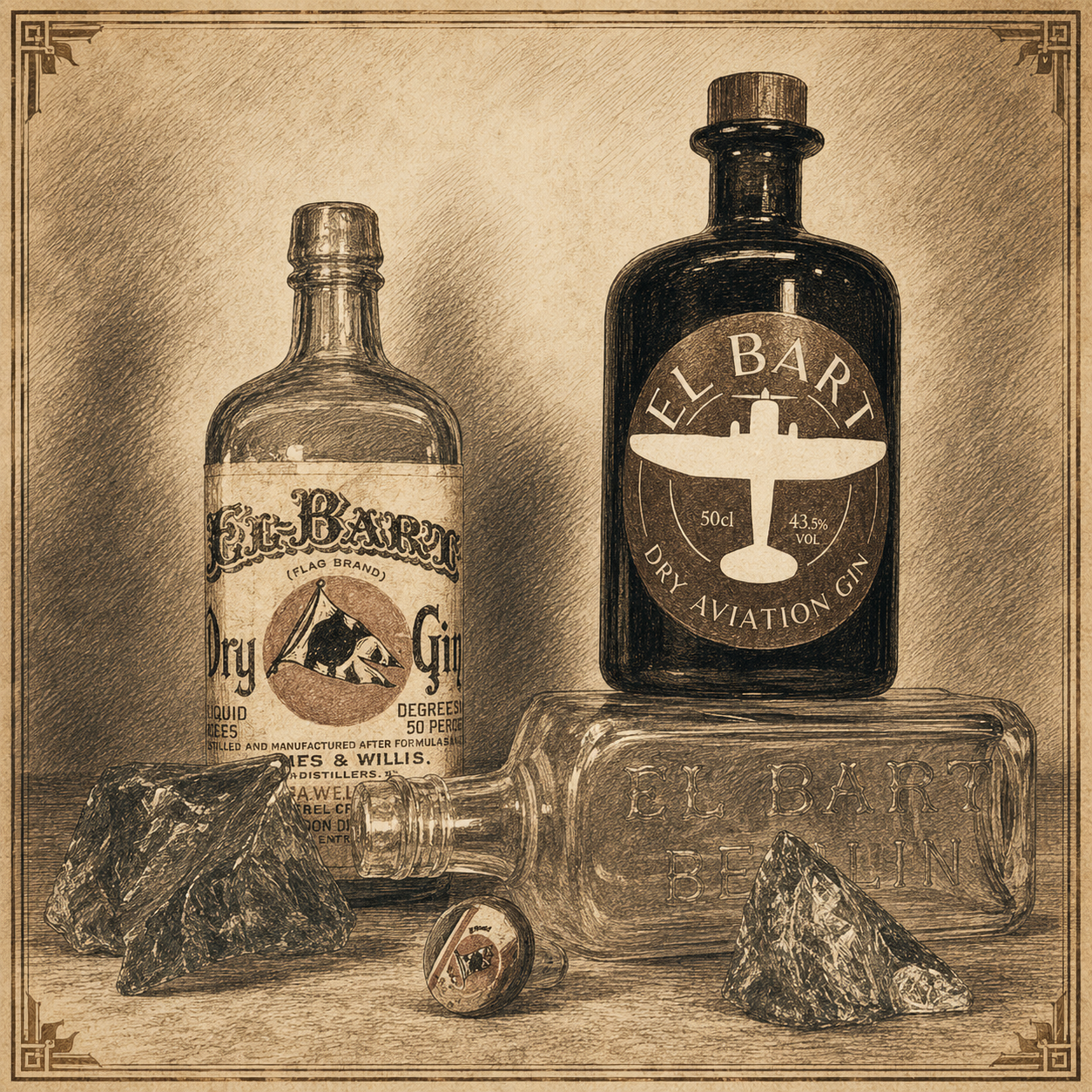 Historische EL BART Gin Flaschen